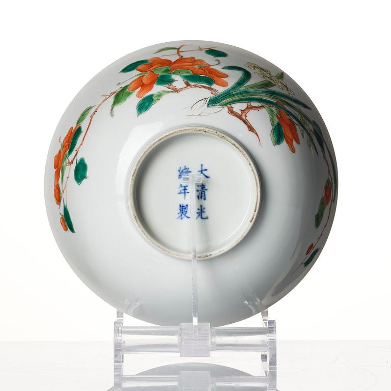 An enamelled bowl, Qing dynasty with Guangxu mark and of the period (1875-1908).