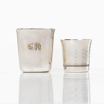 Two cups, silver, C.F. Carlman, 1953, and Ceson Guldvaru Ab, 1984.