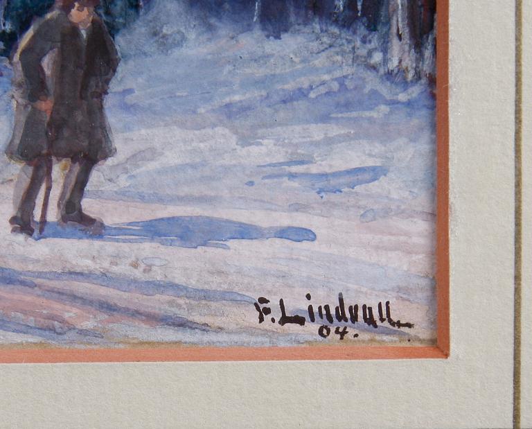 LINDWALL, CARL FRITZ. Akvarell samt gouache, sign. Bla dat 1904.