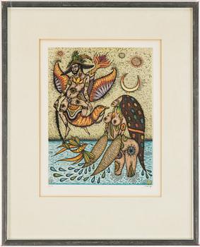 GERALD STEFFE, handkolorerad etsning, signerad och numrerad 25/110.