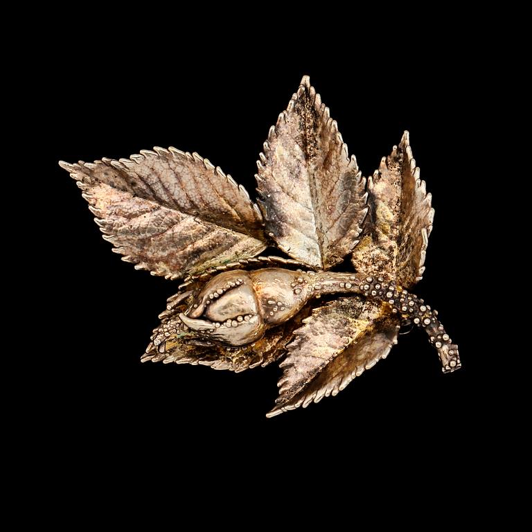 BROSCH, sterlingsilver, Flora Danica, Eggert, Danmark. Vikt ca 10 g.