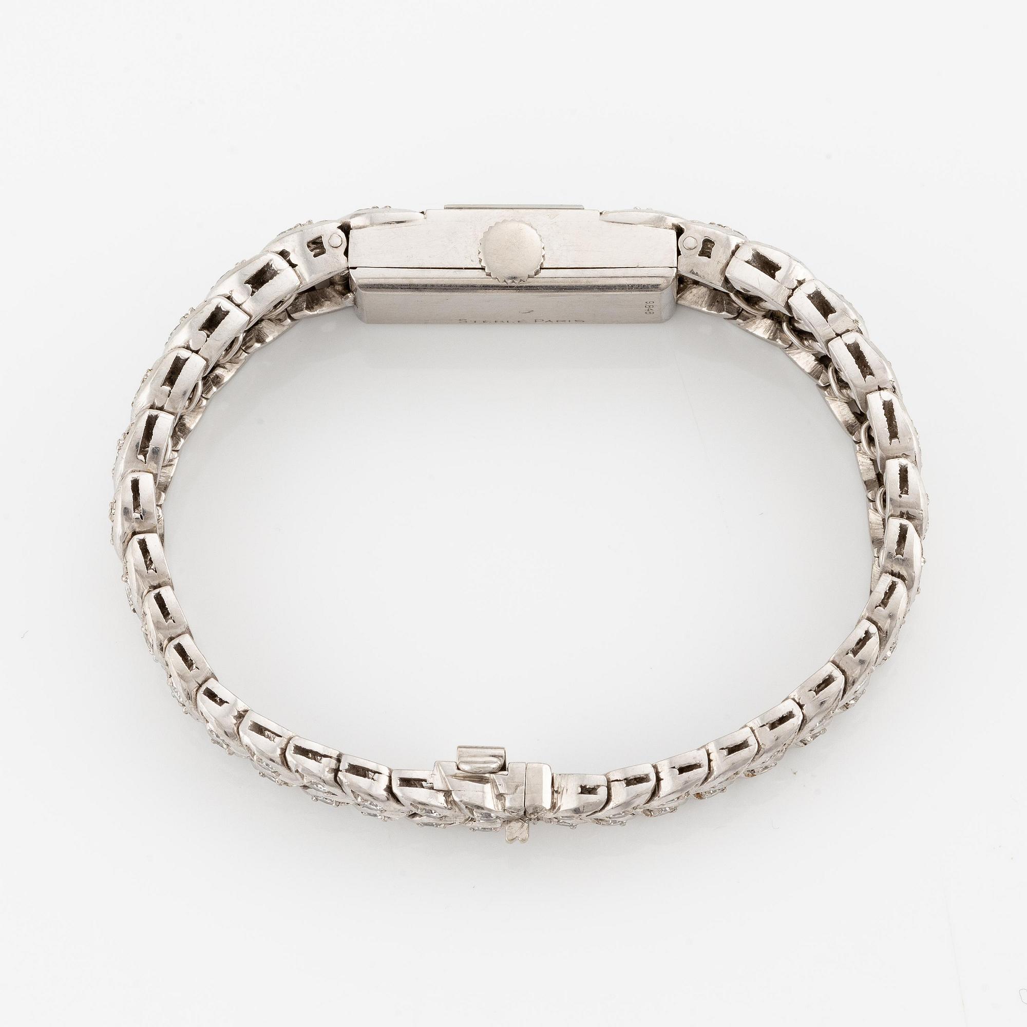 Sterlé armbandsur platina med runda briljantslipade diamanter.