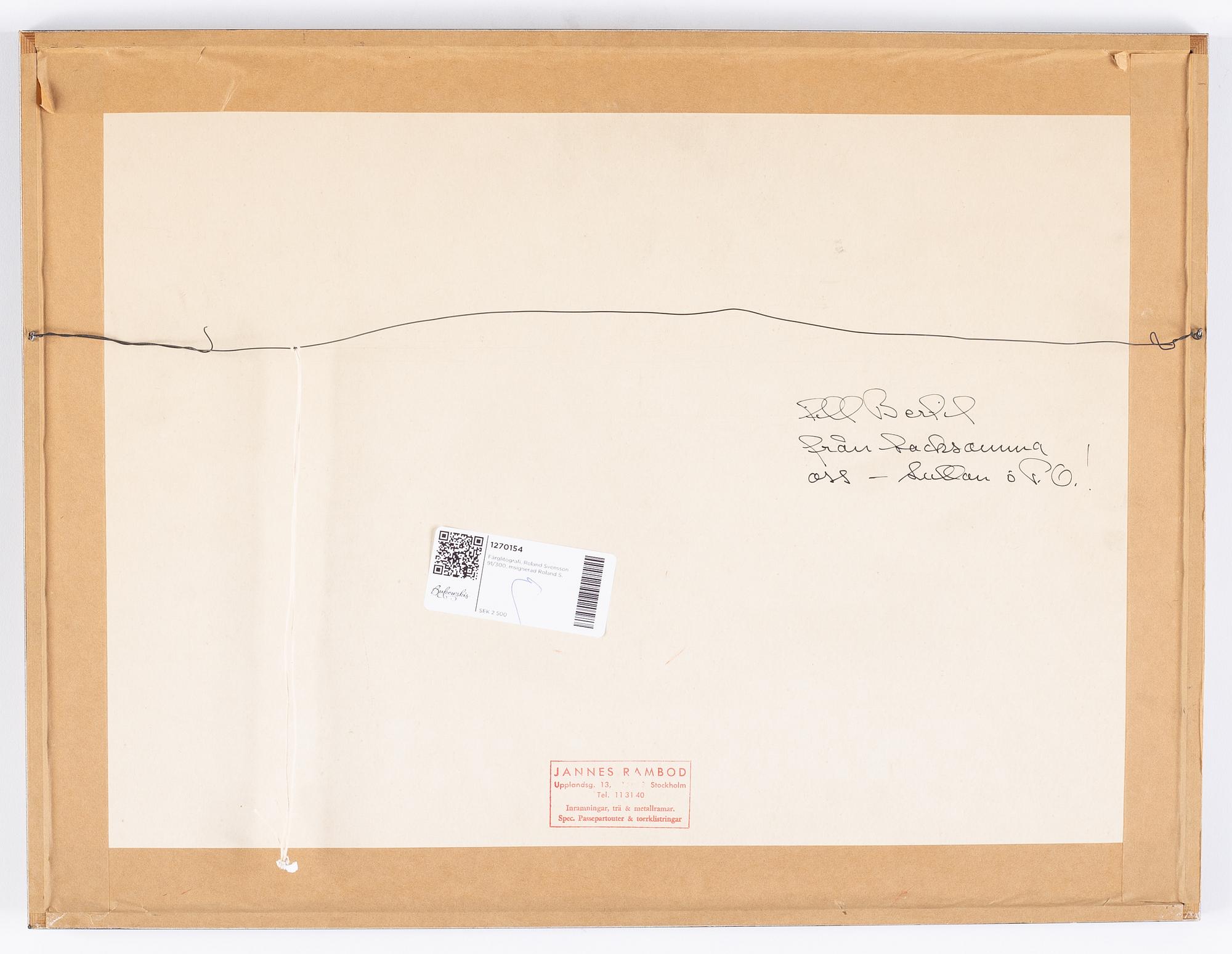 Roland Svensson, lithograph in colours, signed 91/300.