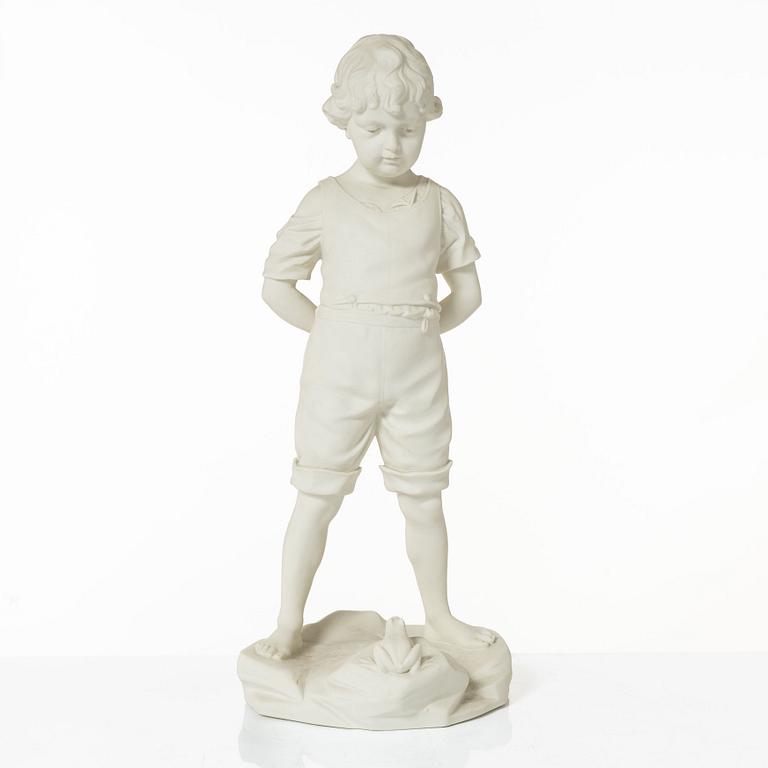 A biscuit porcelain sculpture, 'Pojke med groda', Gustafsberg 1913.