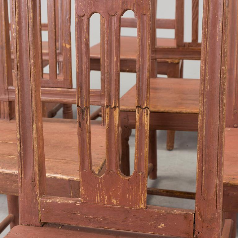 Ten Swedish Gustavian chairs, early 19th century.