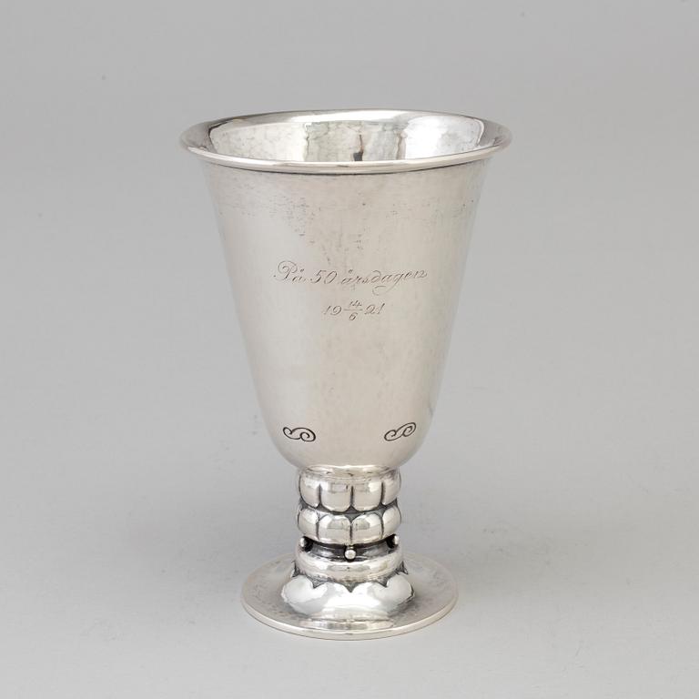 A Danish Art Nouveau silver monogrammed beaker, Copenhagen 1920. Swedish import mark.