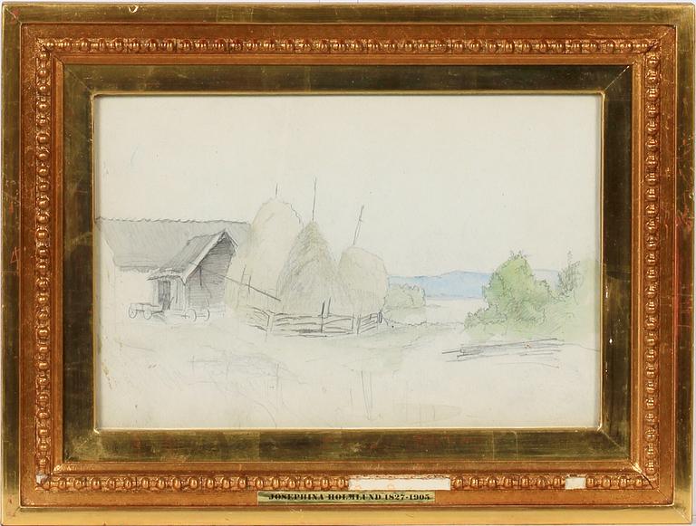 JOSEFINA HOLMLUND, blyerts och akvarell, 5 st, intygade a tergo.