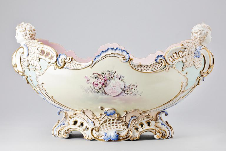 JARDINIERE, flintgods, nyrokoko, Gustafsberg, 1800-talets slut.