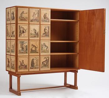 Josef Frank, 'Apskåpet' (The monkey cabinet), a rare cabinet covered with prints of different monkeys, Svenskt Tenn, Sweden ca 1941.