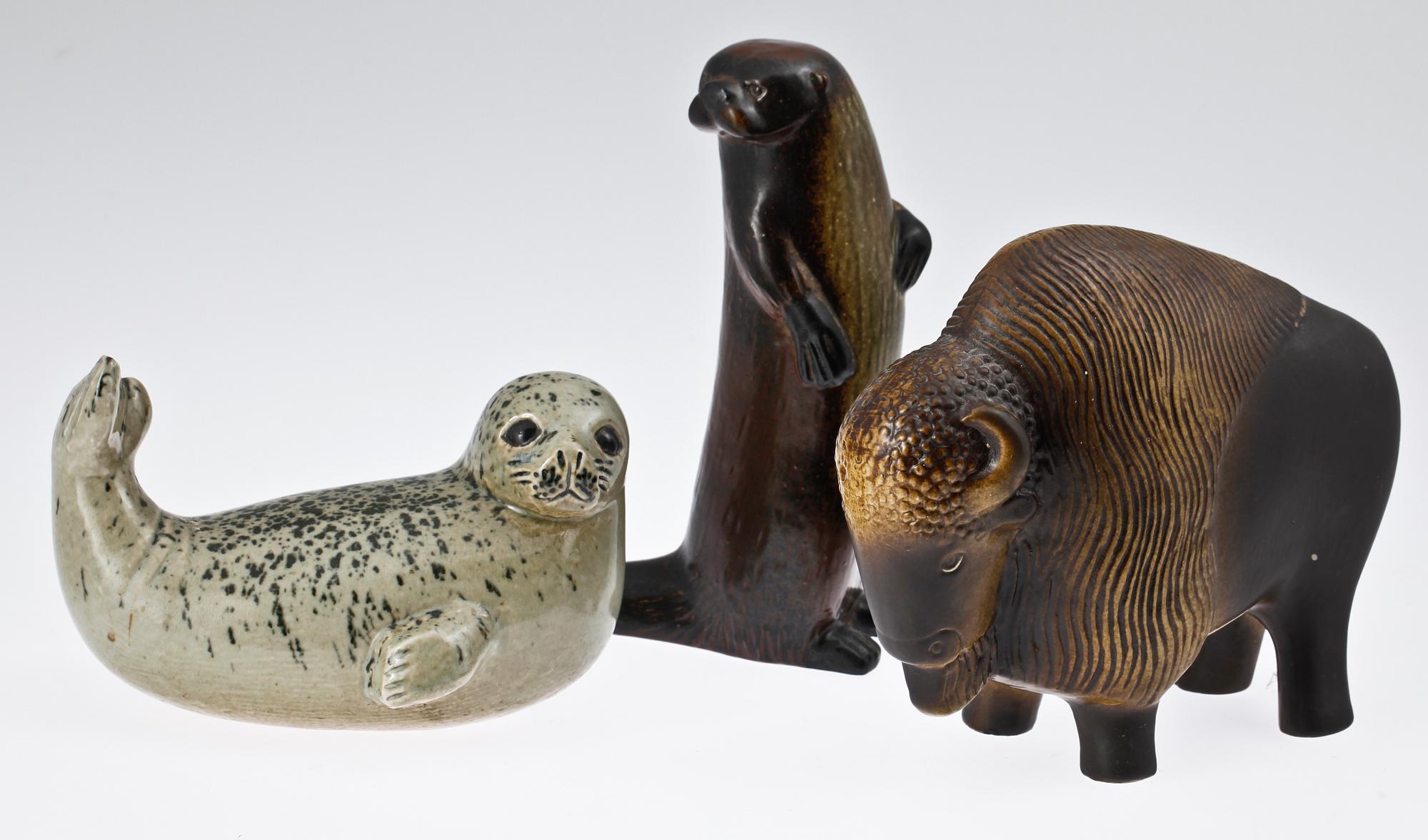 FIGURINER, 3 st, keramik, Lisa Larson Gustavsberg.