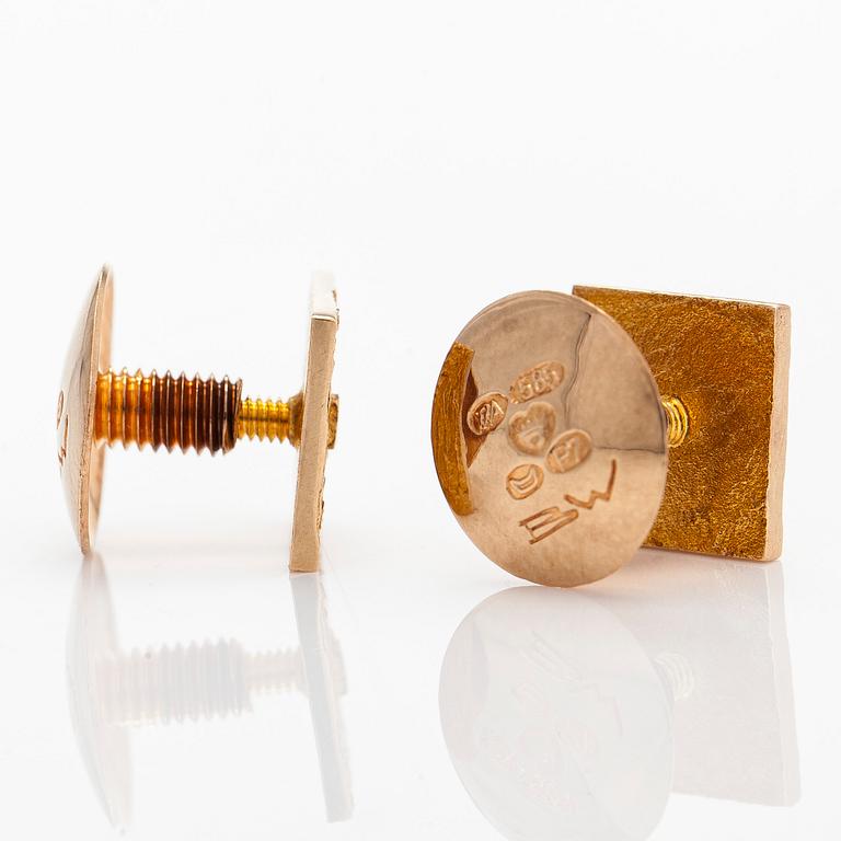 Björn Weckström, frackknappar och slipsnål "Ruta", 14K guld, Lapponia 1966, 1968.