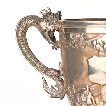 A large silver goblet, Shanghai, circa 1900. Unidentified silver marks.