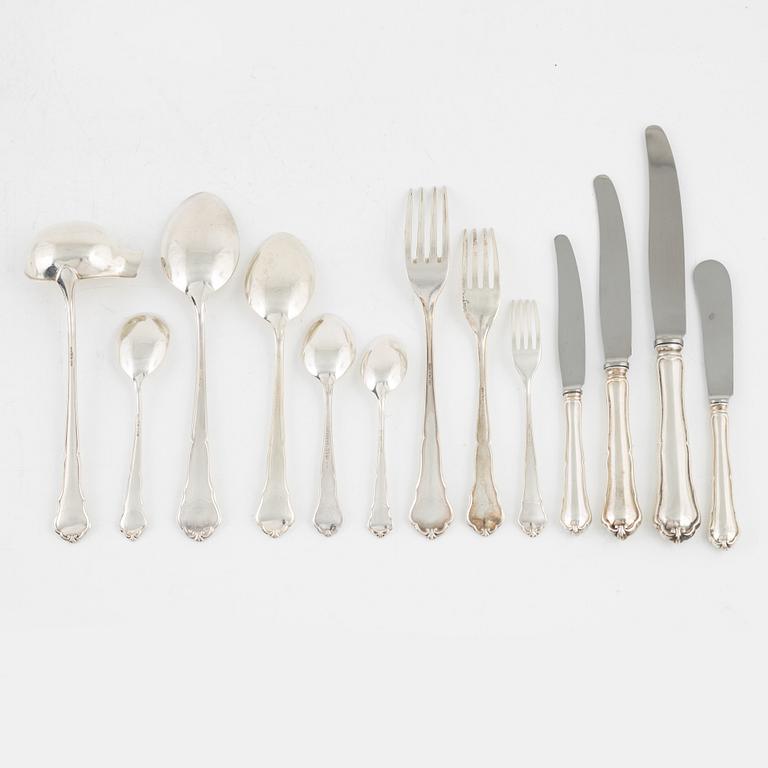 A Swedish Silver Cutlery, model 'Hansa', mark of CG Hallberg, Stockholm, some 1946 (117 pieces).