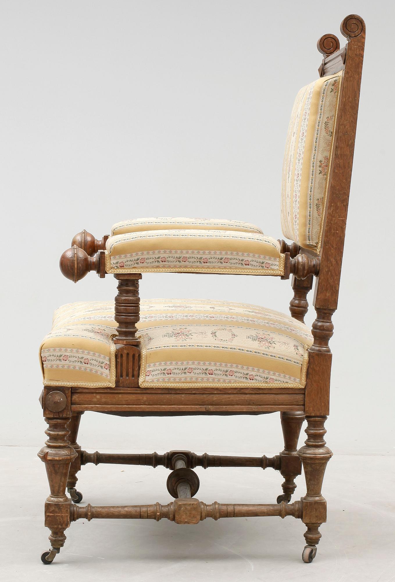 FÅTÖLJ, nyrenässans, 1800-talets slut.