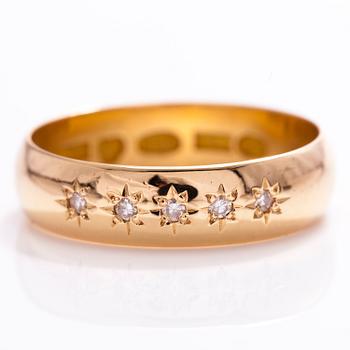 An 20 ct gold ring with diamonds ca. 0.075 ct in total. Johan Wilhelm Jokiniemi (Johansson), Uusikaupunki, Finland 1916.