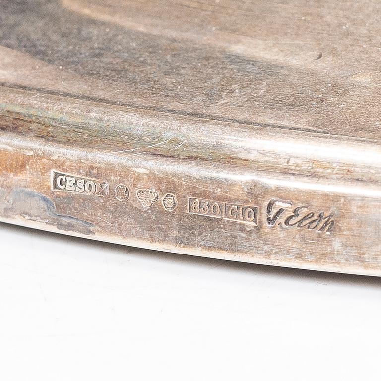 Three silver candelabra, GAB, Stockholm 1967, and Thore Eldh for Ceson, Gothenburg 1977.