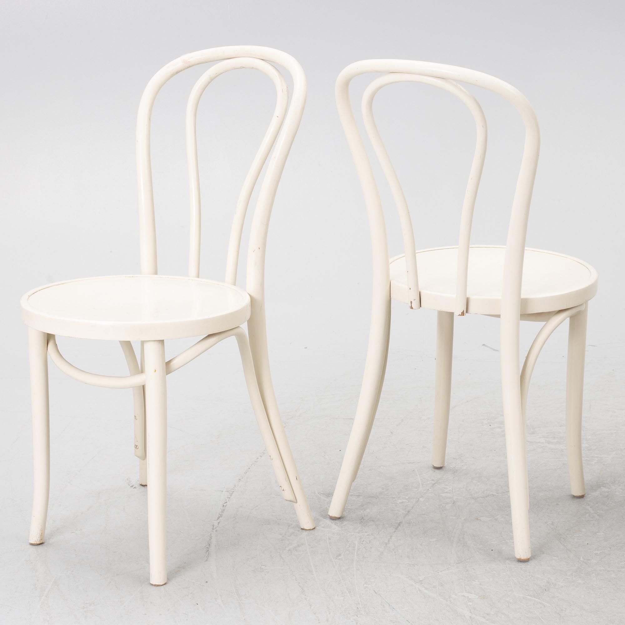 Stolar i böjträ, 6 st med en pall, 1900-talets andra hälft.