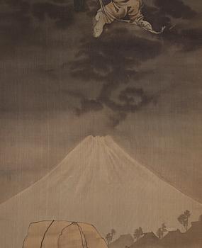 RULLMÅLNINGAR, sex stycken, tusch och färg på papper. Japan, Meiji (1868-1912).