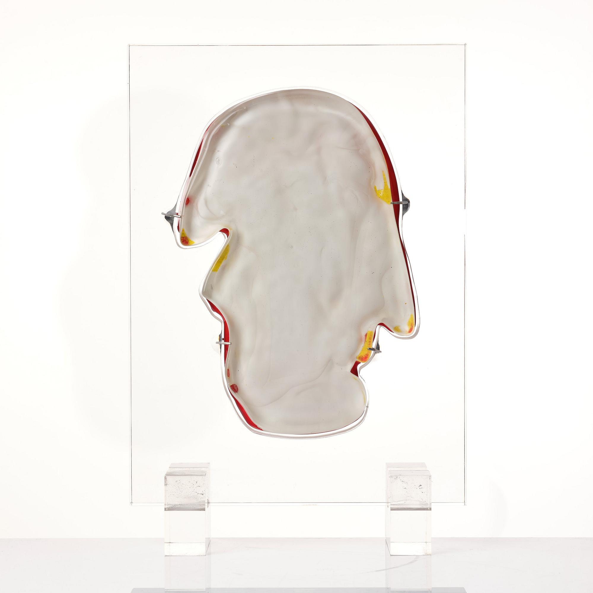 Bengt Lindström, a 'Mask C Gul' glass sculpture, Berengo, Murano, Italy 2000, ed. 3/8.
