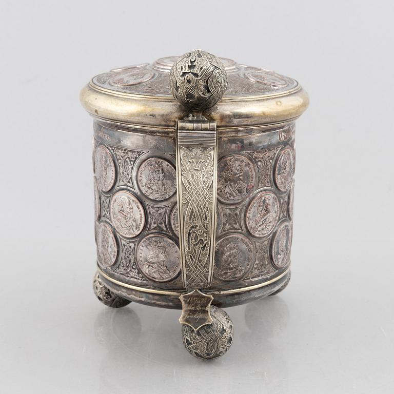 A Swedish late 19th century silver plated tankard, mark of GAB (Guldsmedsaktiebolaget), Stockholm.