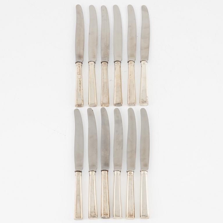 Twelve silver knives, Carl Gustaf Hagbeck, Stockholm, 1806 (one 1830).