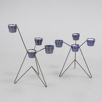 BLOMSTÄLLNINGAR, 2st, med ytterfoder från Upsala Ekeby, 1950/60-tal.