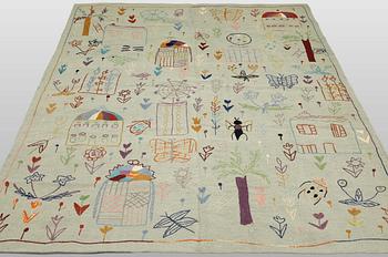 A hand-embroidered Kilim carpet, c. 235 x 178 cm.