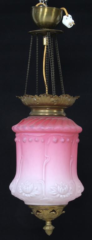 MÅNSKENSAMPEL, glas och gulmetall, 1900-tal. H 60.