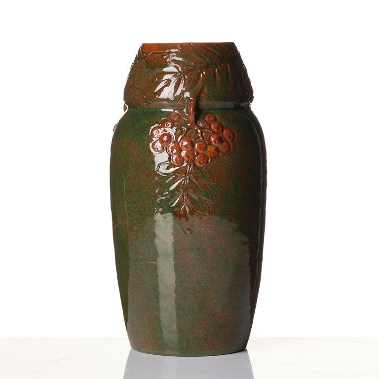 Hilma Persson-Hjelm, a glazed earthenware art nouveau vase, executed in her studio, Arvika 1908. Nr 684.