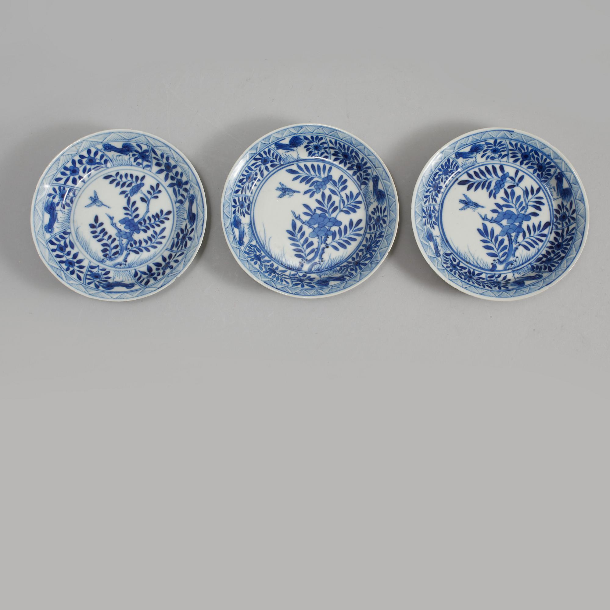 SKÅLFAT, 3 st, porslin, Kina, Kanxi (1662-1722).
