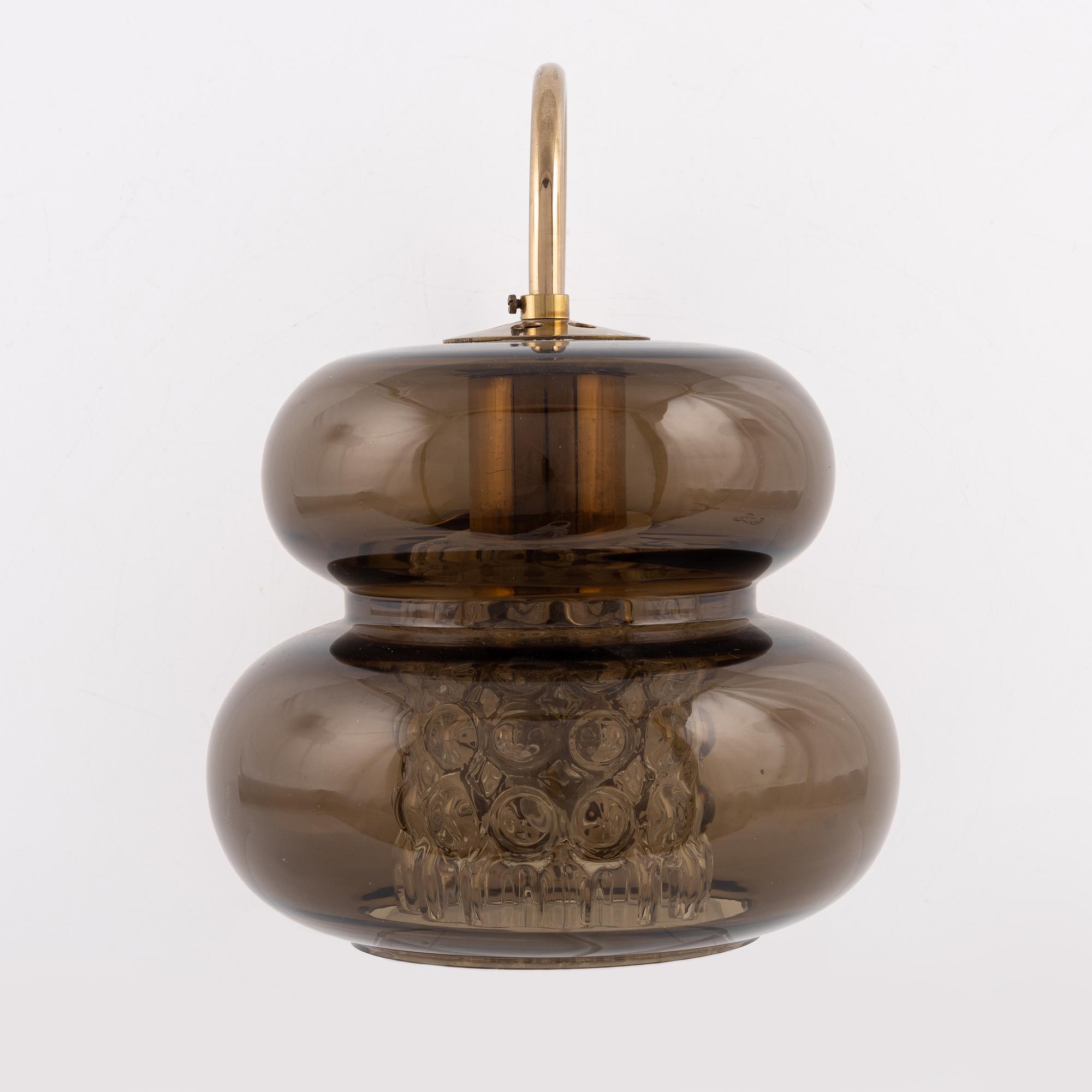 Carl Fagerlund, a 'Bubblan' glass and brass wall light, Orrefors.