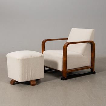 Fåtölj och fotpall, Art Deco, 1900-talets första hälft.