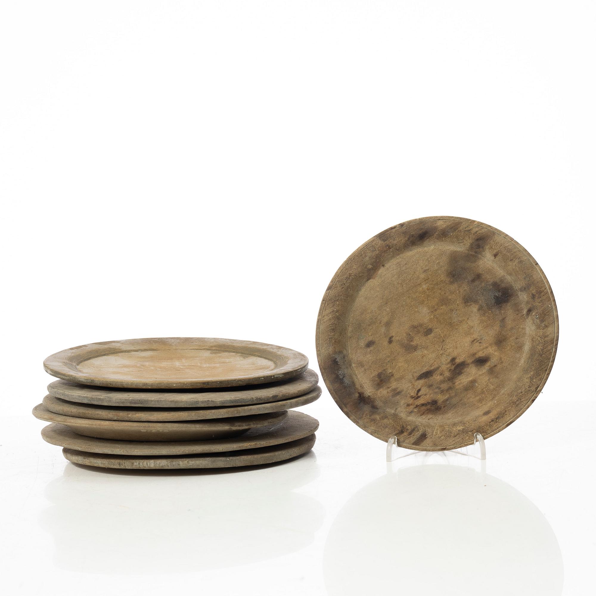 Wooden discs, 7 pcs. Folk art, 19th century.