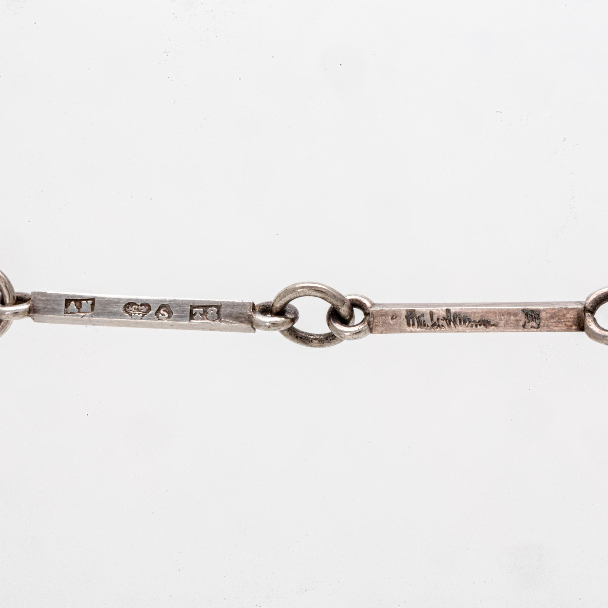 Wiwen Nilsson, halsband, sterling silver och bergkristall, Lund 1945.