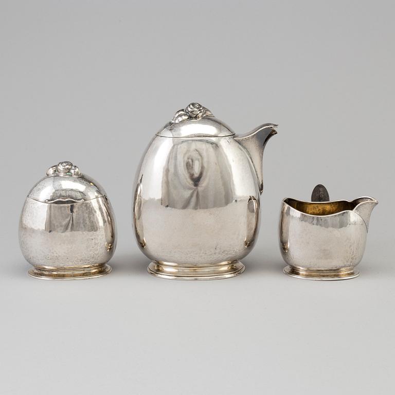 GAB, a three-piece silcer coffee service from Stockholm, 1918.