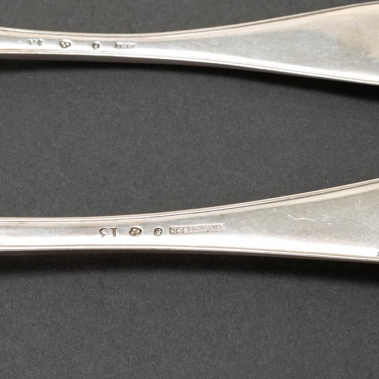 22 silver spoons, Sweden 18th/19th century.