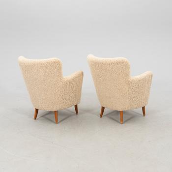 Armchairs, a pair of Swedish Modern 1940/50s.