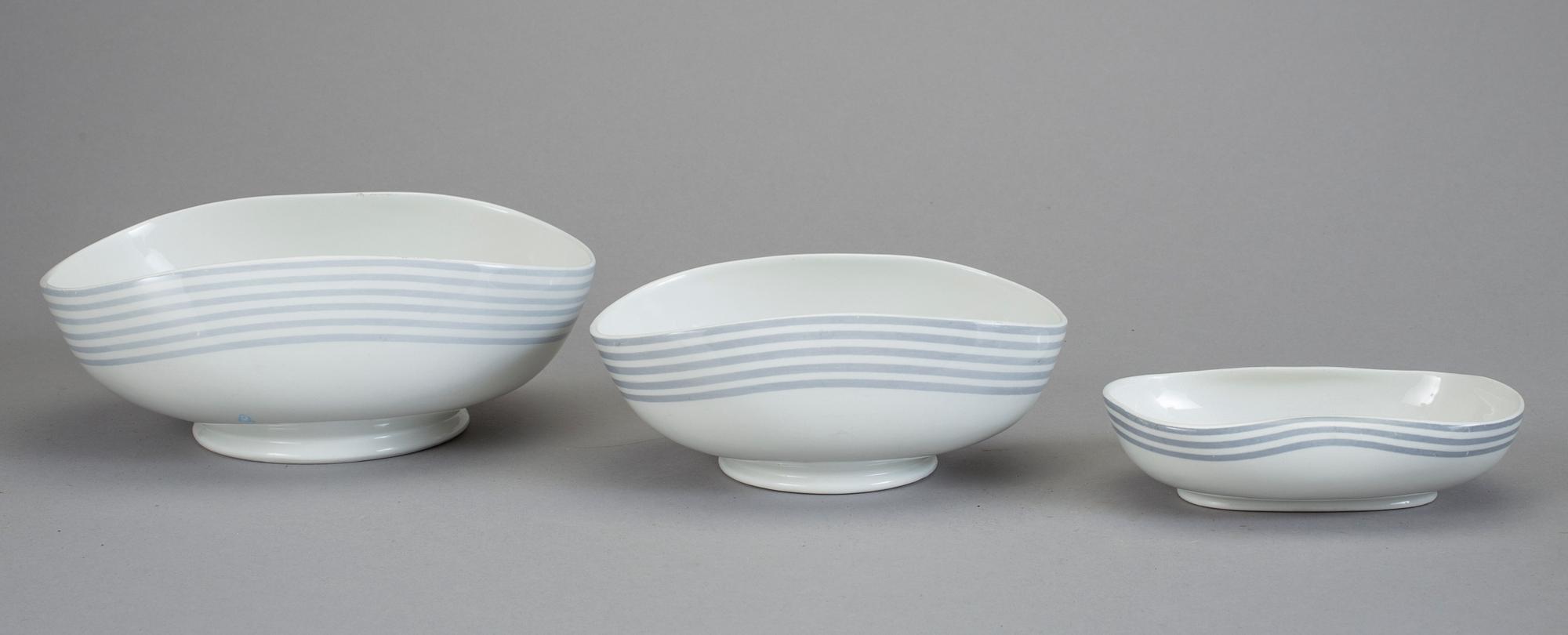 MATSERVIS, 55 delar. "Grå ränder", Wilhelm Kåge, Gustavsberg 1945-1969.
