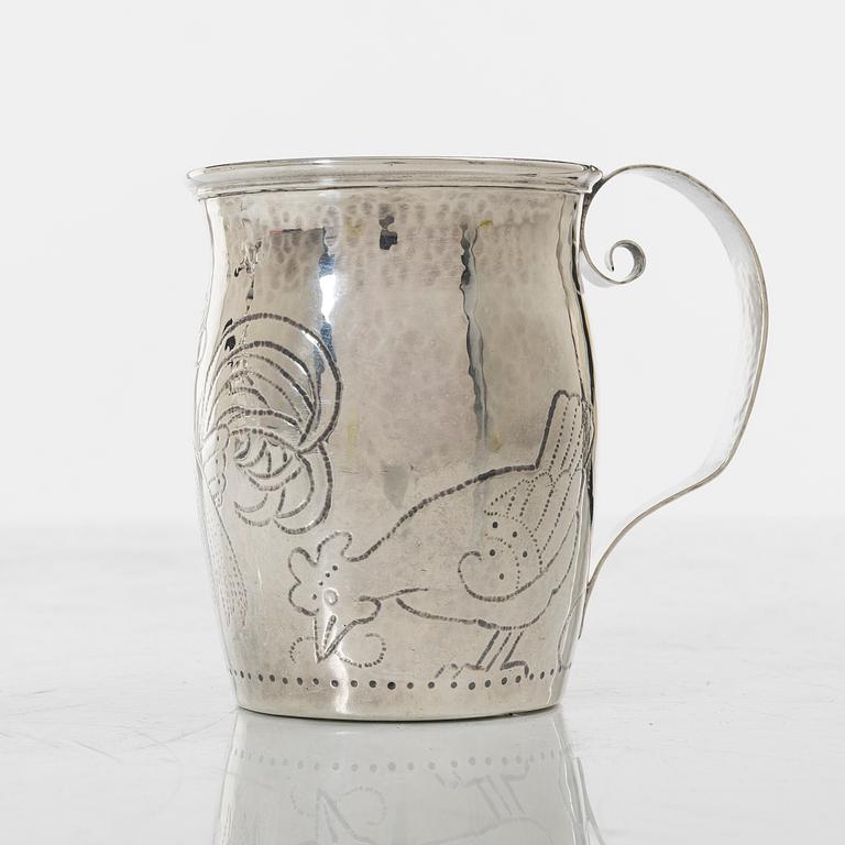 Mugg, silver, svensk importstämpel Axel Larson, Helsingborg 1921.