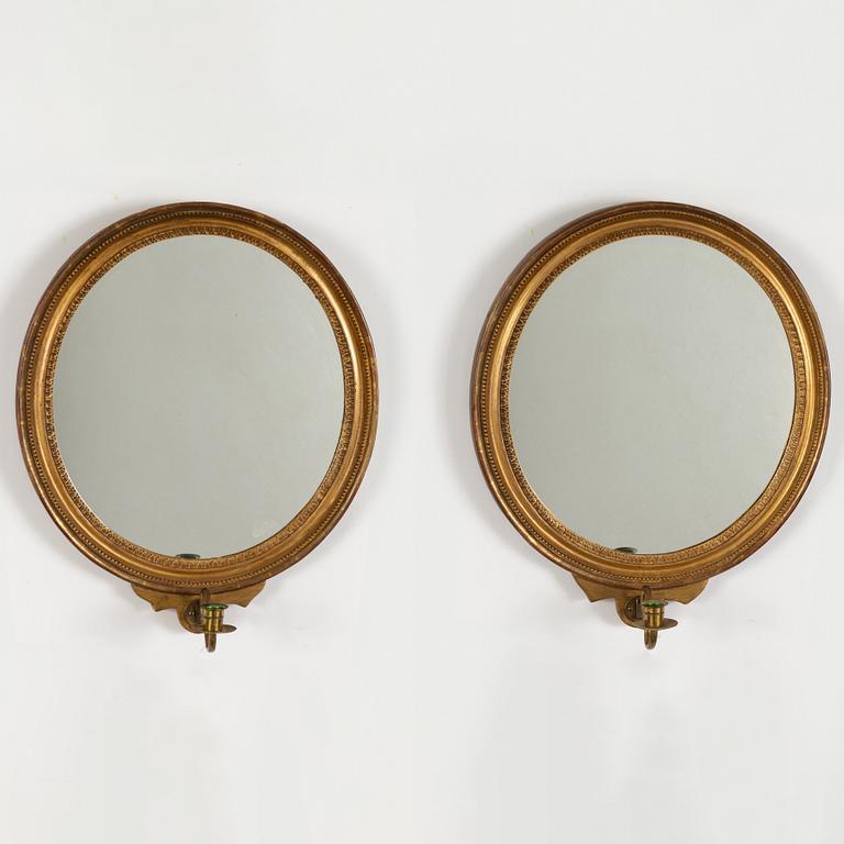 A pair of Gustavian style mirror sconces, early 20th centruy.
