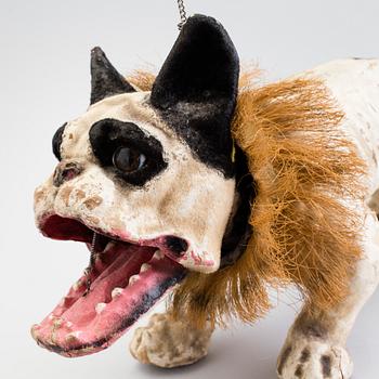 A papier mache french bulldog, France, ca 1900.