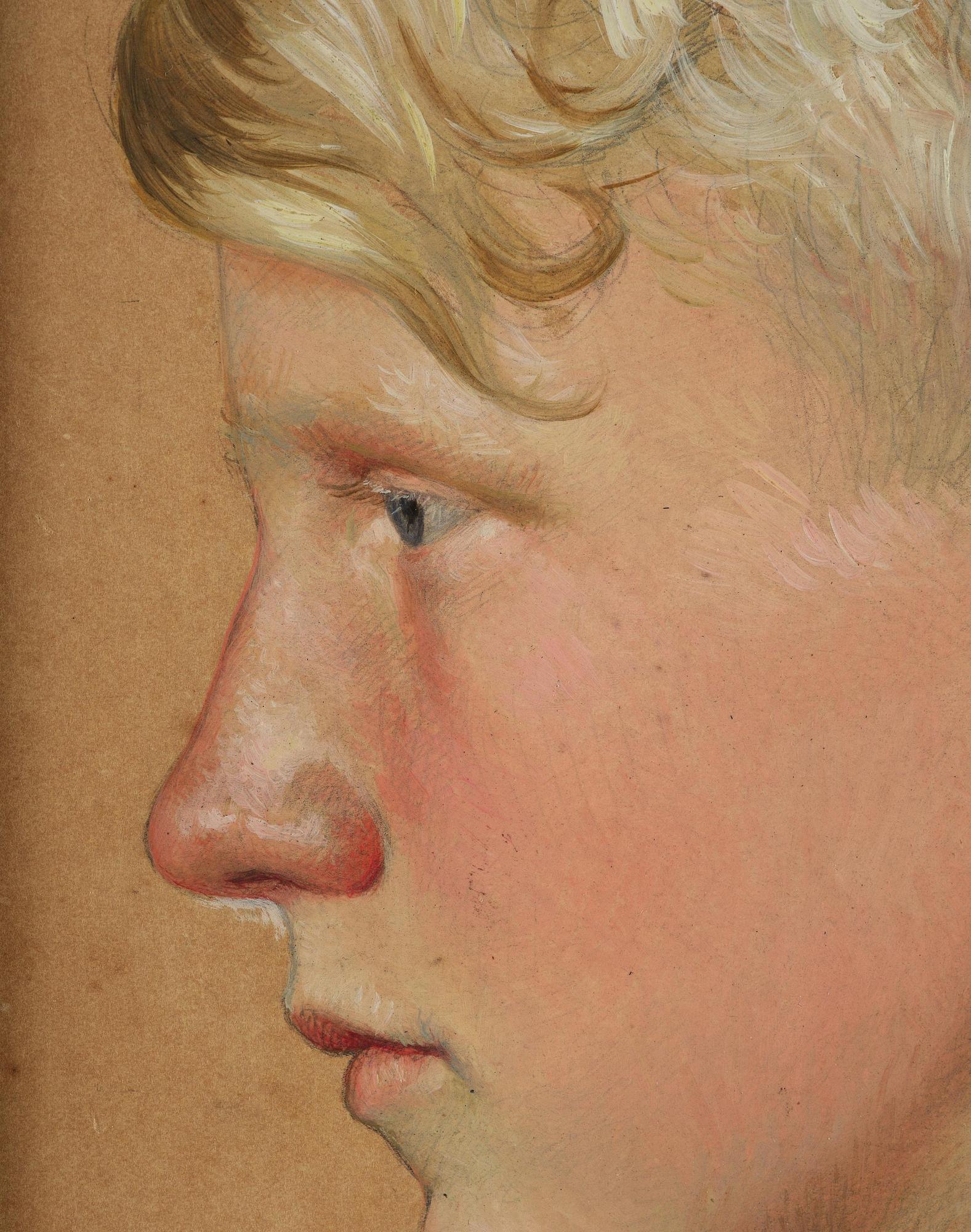 Owe Zerge, Portrait of a boy in profile.