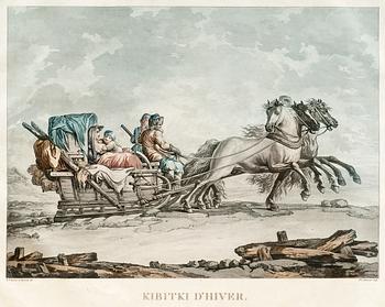 81. AN AQUATINT, Kibitiki D`Hiver. Michel Francois Damane-Dimartrais (1763-1827).