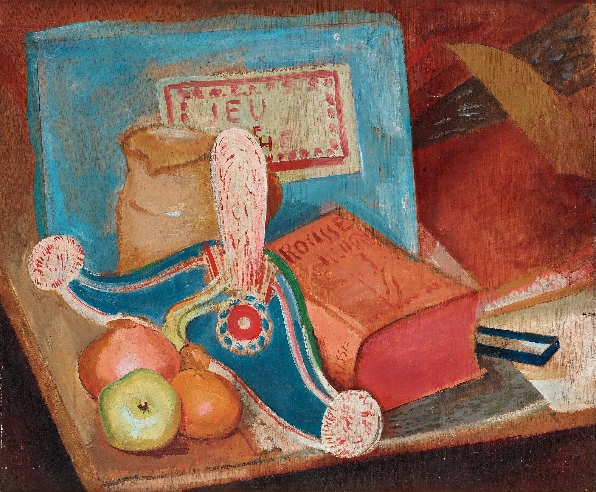 Isaac Grünewald, "Still life with toy hat" (Stilleben med leksakskask).