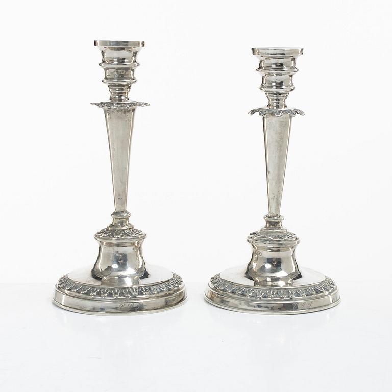 Jonas Lindberg, ljusstakar, ett par, silver, empire, Stockholm 1835.