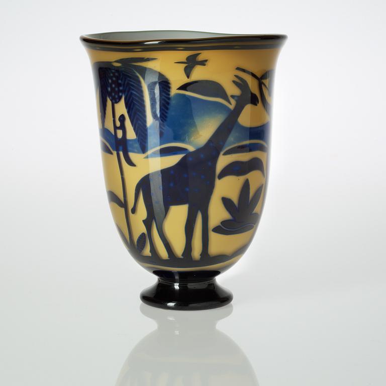 A Wilke Adolfsson 'graal' glass vase, Wilkes Studioglas 1994.