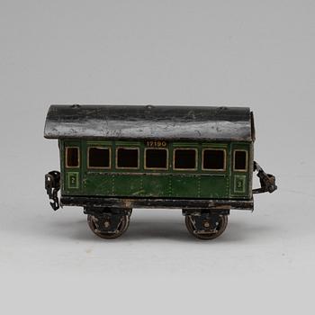 TÅGSET, 4 delar + räls, Märklin, 1900-talets första hälft.