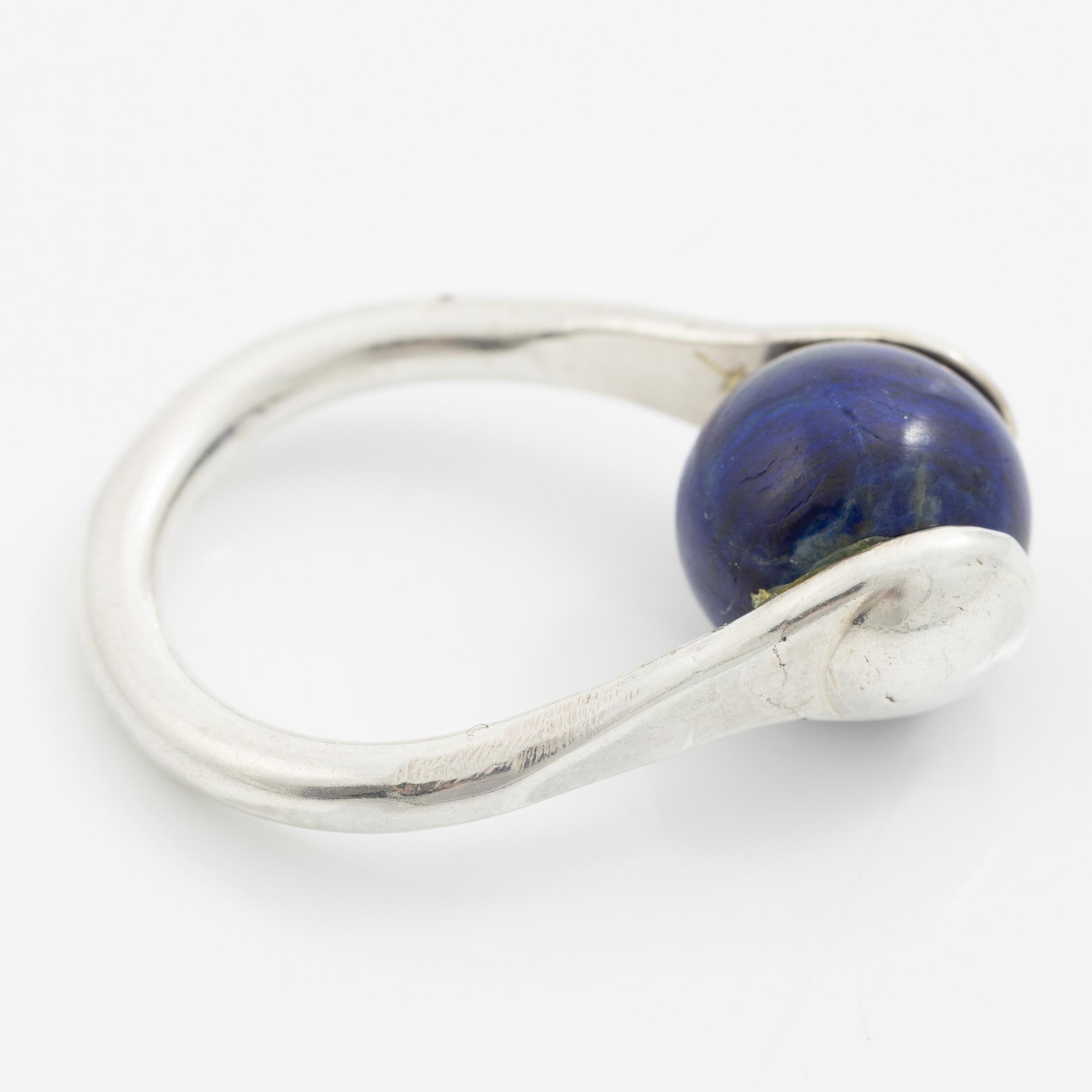 Ring, sterling silver with a blue spherical stone, Gävle 2015.