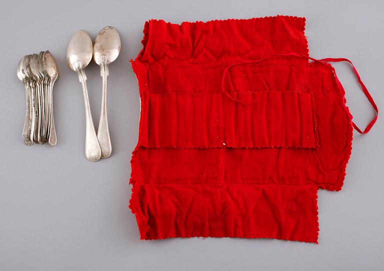 A silver set of table ware, 27 pcs, 19th and 20th century.