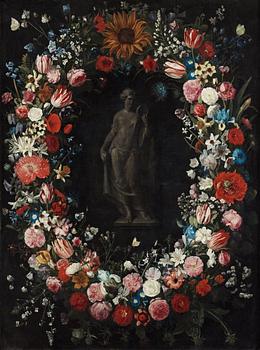 1098. Jan Philips van Thielen, Stilleben med blomsterkartusch.